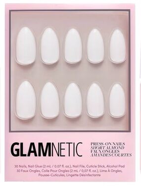 NIB Glamnetic “Angel” White Short Almond Press On Nails
